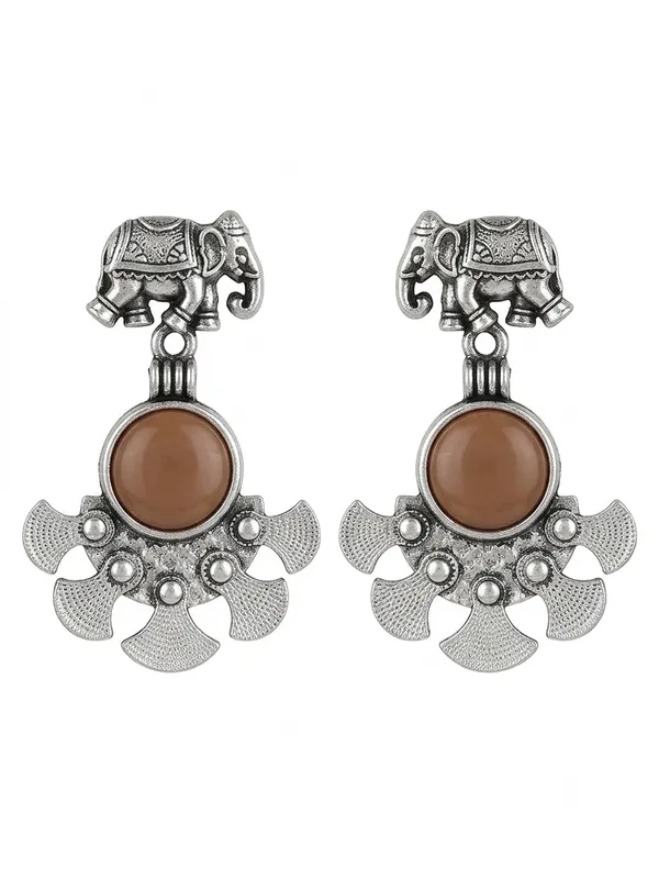 Oxidized_Silver-Tone_Elephant_Dangle_Earrings_for_Women