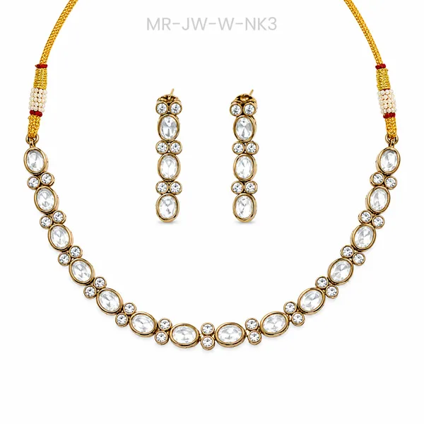 Gold-Tone_Crystal_Necklace_And_Earrings_Set_For_Women