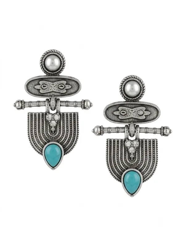 Silver_Tone_Oxidized_Tribal_Drop_Earrings_for_Women
