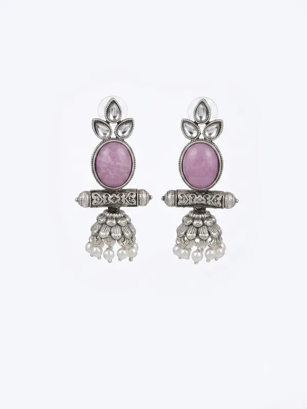 Silver_Tone_Pink_Stone_Jhumka_Earrings_for_Women