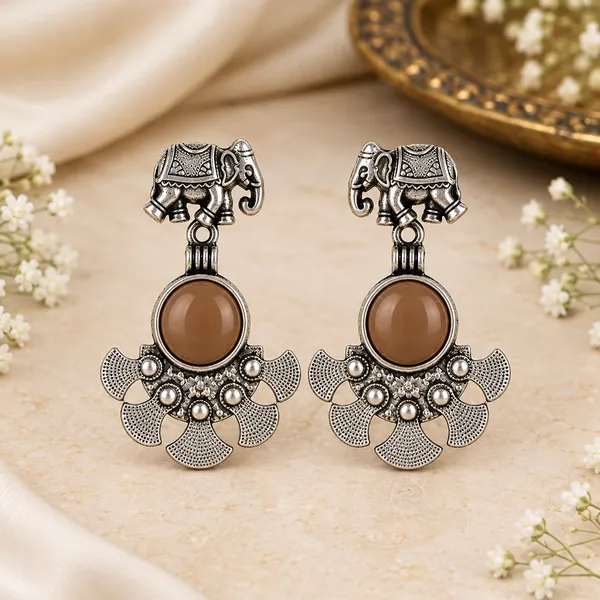 Oxidized_Silver-Tone_Elephant_Dangle_Earrings_for_Women
