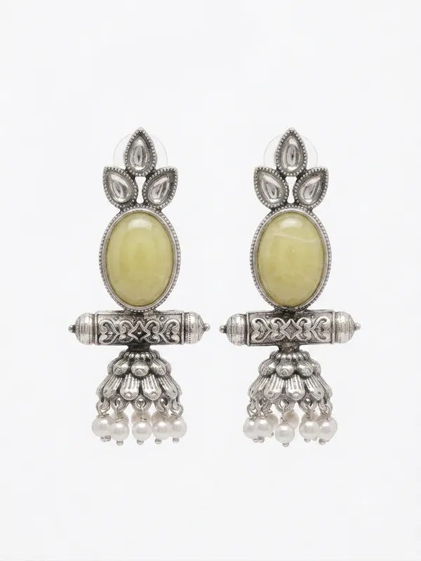 Oxidised_Silver_Tone_Yellow_Stone_Jhumka_Earrings