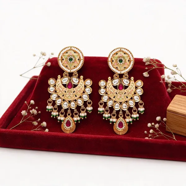 Gold-Tone_Stone-Studded_Chandelier_Earrings_for_Women