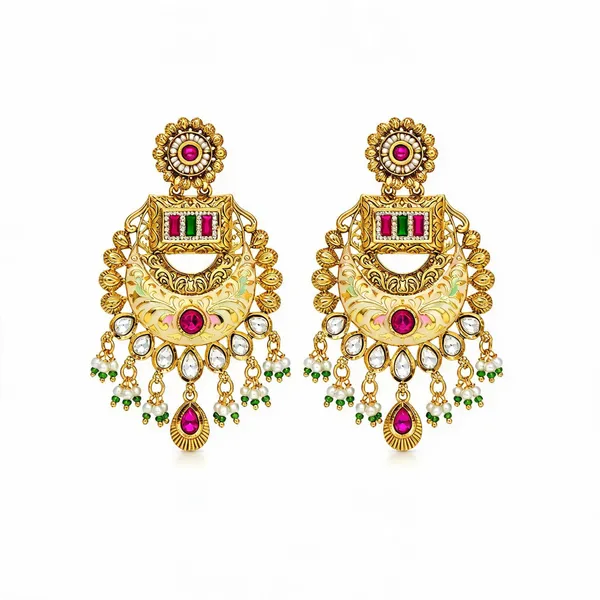 Gold-Tone_Studded_Chandelier_Earrings_For_Women
