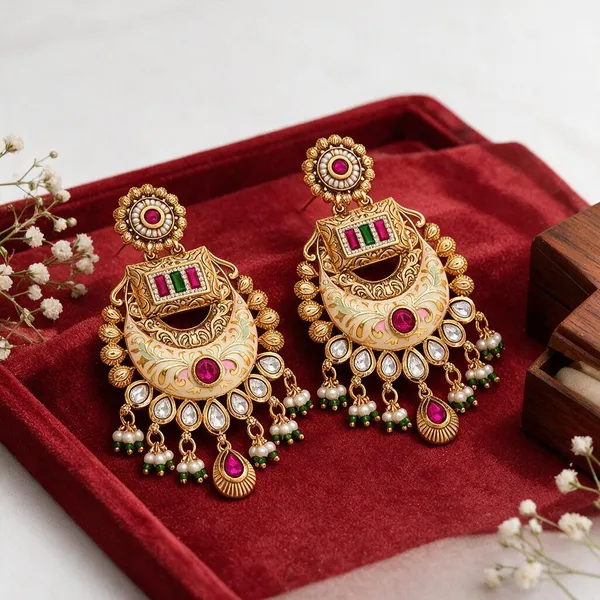 Gold-Tone_Studded_Chandelier_Earrings_For_Women
