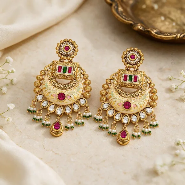 Gold-Tone_Studded_Chandelier_Earrings_For_Women