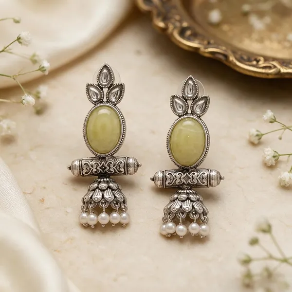 Oxidised_Silver_Tone_Yellow_Stone_Jhumka_Earrings
