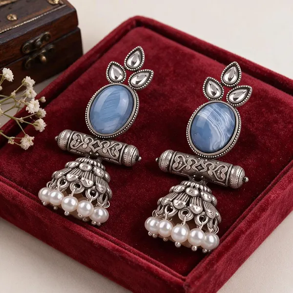 Silver_Blue_Stone_Jhumka_Earrings_for_Women