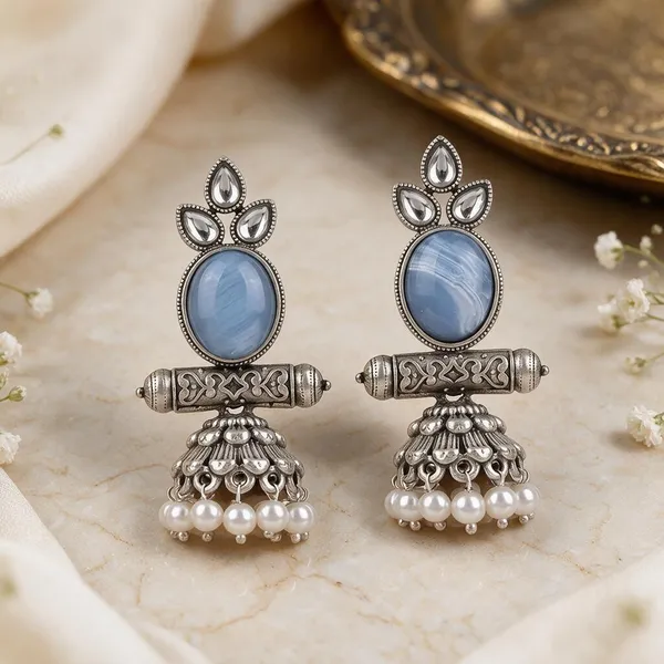 Silver_Blue_Stone_Jhumka_Earrings_for_Women