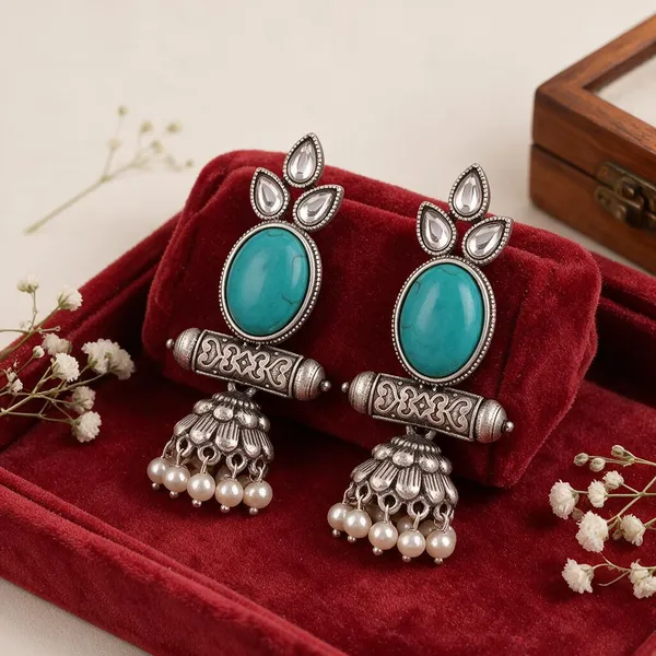 Silver_Turquoise_Jhumka_Earrings_for_Women