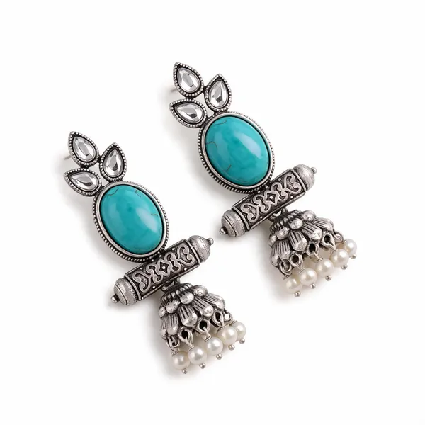 Silver_Turquoise_Jhumka_Earrings_for_Women