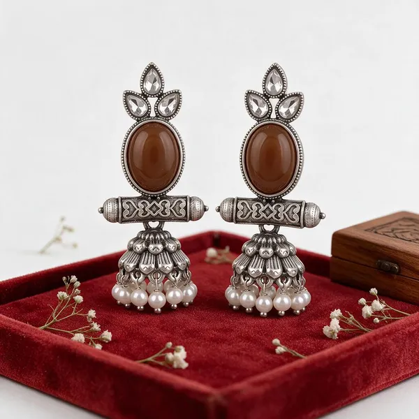 Silver_Oxidized_Stone_Jhumka_Earrings_for_Women