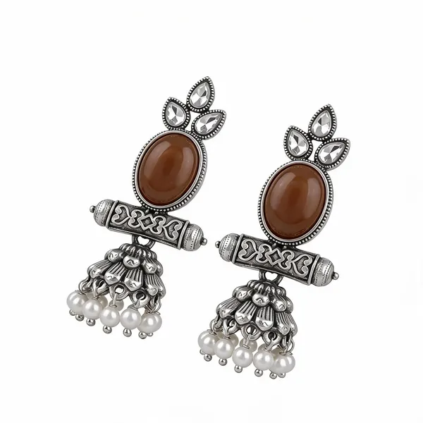 Silver_Oxidized_Stone_Jhumka_Earrings_for_Women