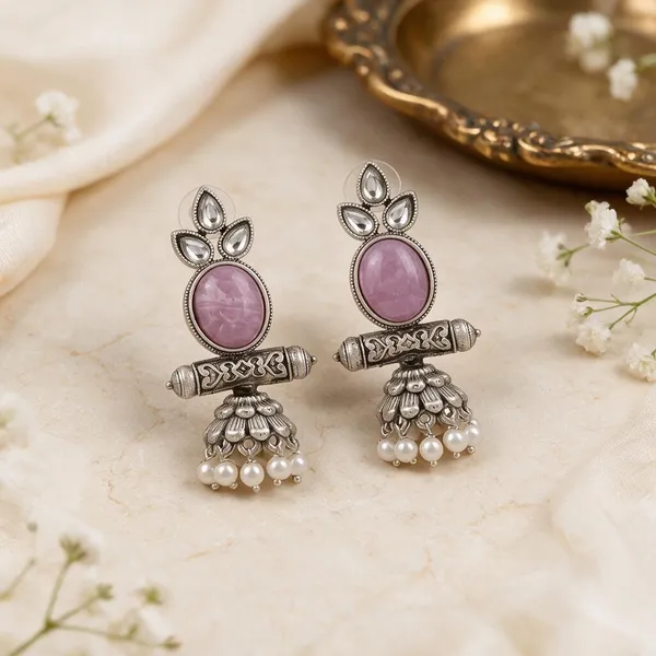 Silver_Tone_Pink_Stone_Jhumka_Earrings_for_Women