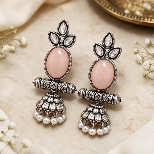Silver_Tone_Pink_Stone_Jhumka_Earrings_for_Women