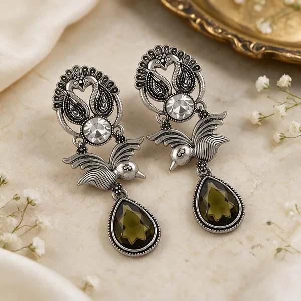 Silver_Tone_Peacock_Drop_Earrings_for_Women