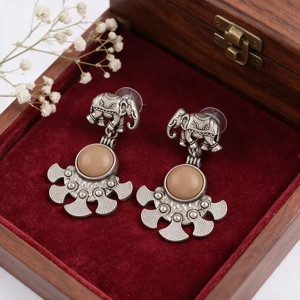 Silver_Tone_Elephant_Drop_Earrings_for_Women