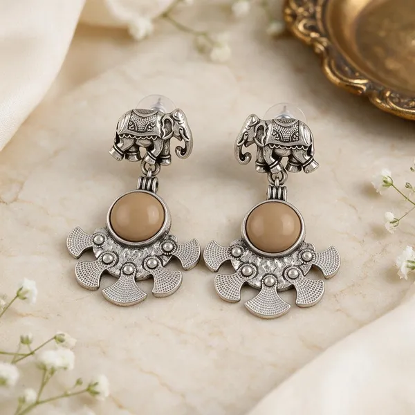 Silver_Tone_Elephant_Drop_Earrings_for_Women
