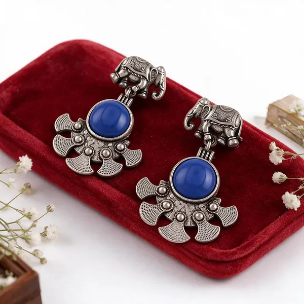 Blue_Stone_Elephant_Drop_Earrings_for_Women