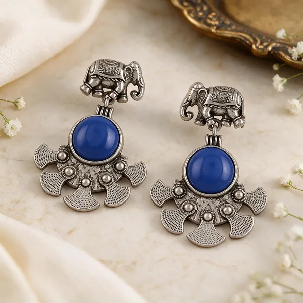Blue_Stone_Elephant_Drop_Earrings_for_Women