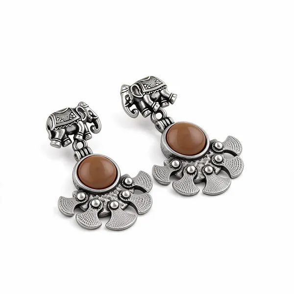 Oxidized_Silver-Tone_Elephant_Dangle_Earrings_for_Women