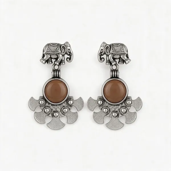 Oxidized_Silver-Tone_Elephant_Dangle_Earrings_for_Women