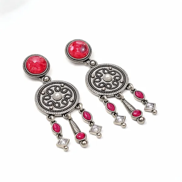 Silver-Tone_Red_Stone_Oxidized_Dangling_Earrings_for_Women