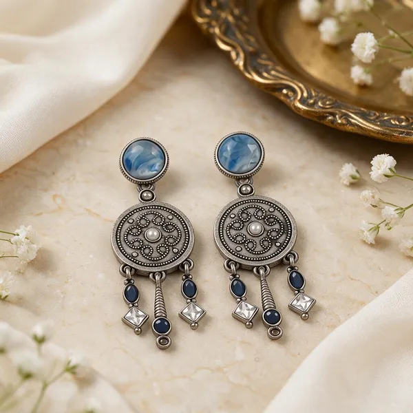 Silver-Tone_Blue_Stone_Drop_Earrings_for_Women