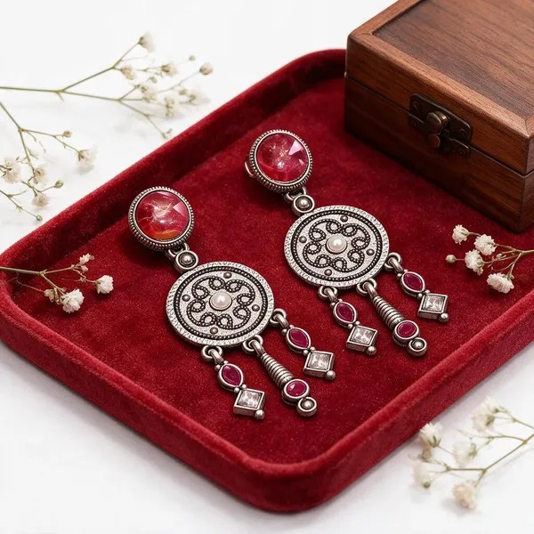 Silver-Tone_Oxidized_Chandelier_Earrings_for_Women