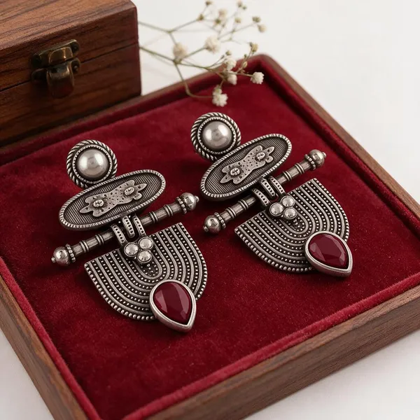 Silver-Tone_Oxidized_Statement_Drop_Earrings_for_Women