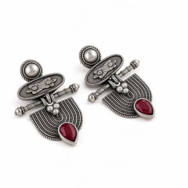 Silver-Tone_Oxidized_Statement_Drop_Earrings_for_Women