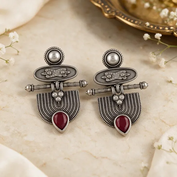 Silver-Tone_Oxidized_Statement_Drop_Earrings_for_Women
