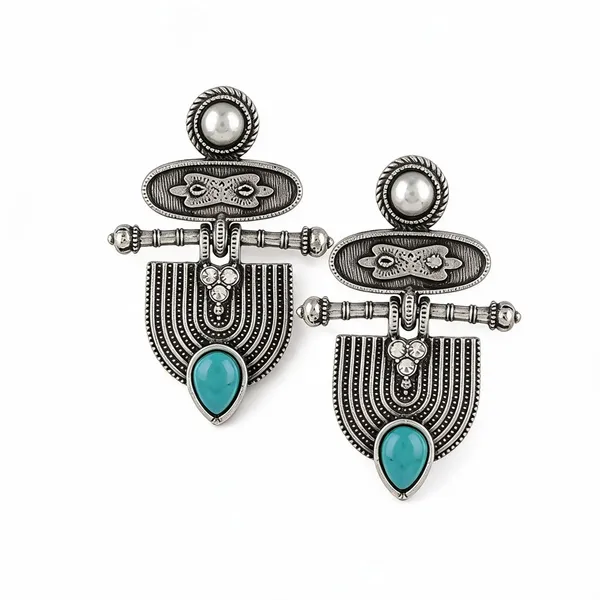 Silver_Tone_Oxidized_Tribal_Drop_Earrings_for_Women
