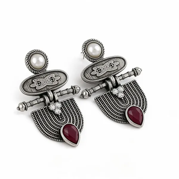 Silver-Toned_Oxidized_Statement_Earrings_for_Women
