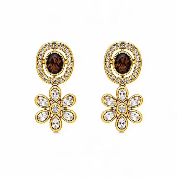 Gold_Tone_Floral_Drop_Earrings_For_Women