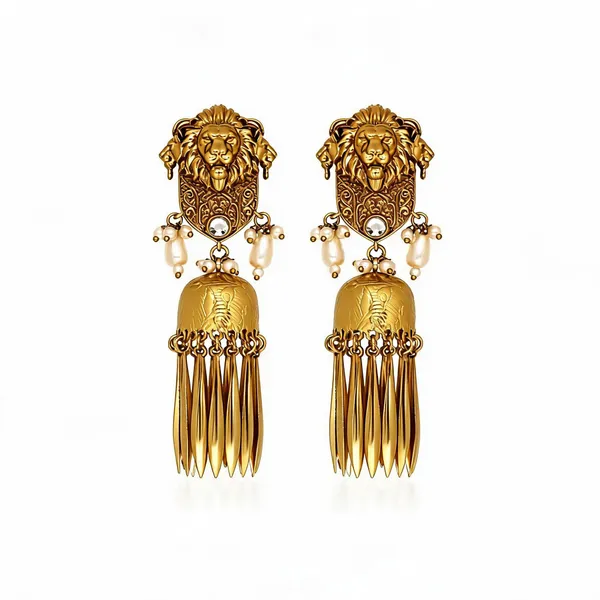 Gold_Tone_Lion_Motif_Dangler_Earrings_for_Women