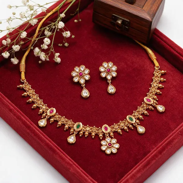 Gold_Tone_Floral_Necklace_Set_for_Women