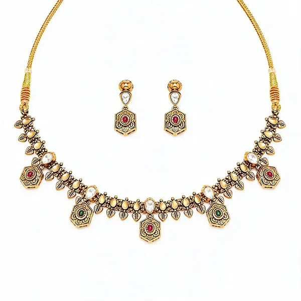 Gold_Tone_Necklace_And_Earrings_Set_for_Women