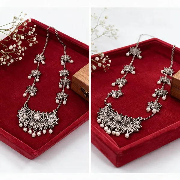 Silver-Toned_Lotus_Necklace_for_Women