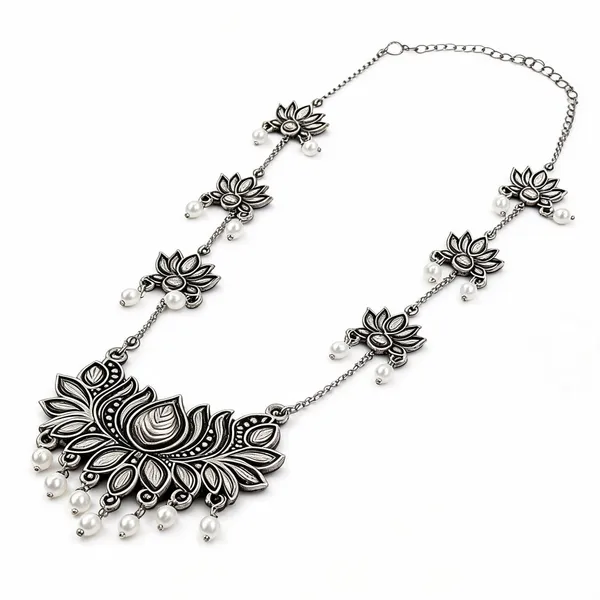 Silver-Toned_Lotus_Necklace_for_Women