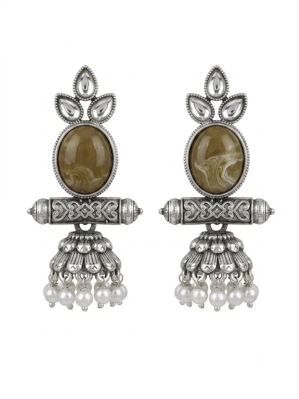 Silver_Oxidised_Stone_Jhumka_Earrings_For_Women