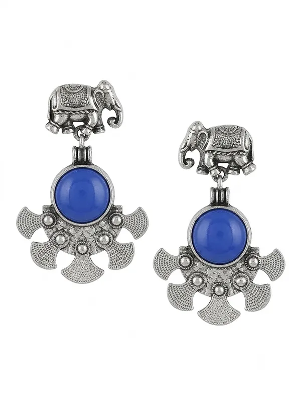 Blue_Stone_Elephant_Drop_Earrings_for_Women