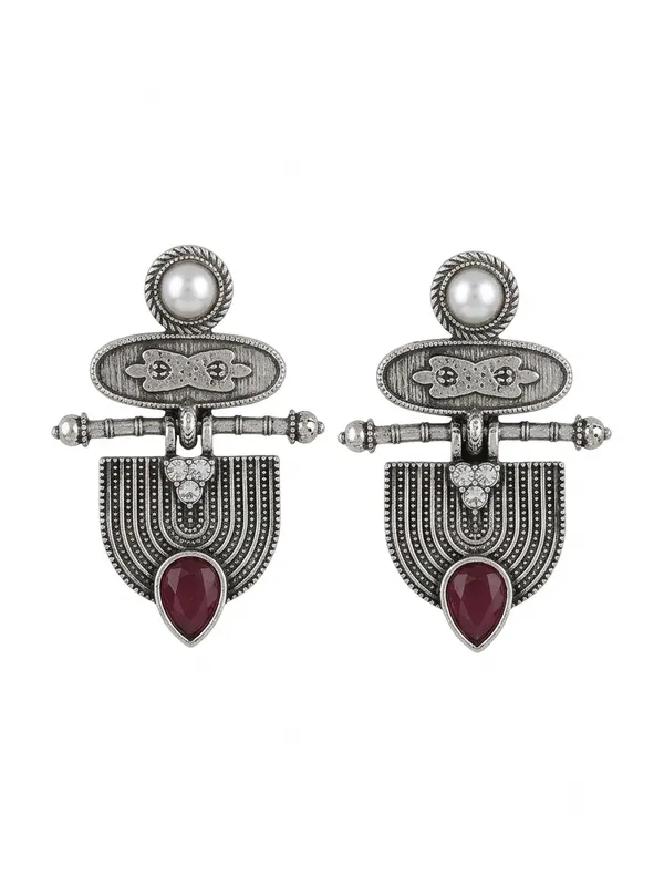 Silver-Toned_Oxidized_Statement_Earrings_for_Women