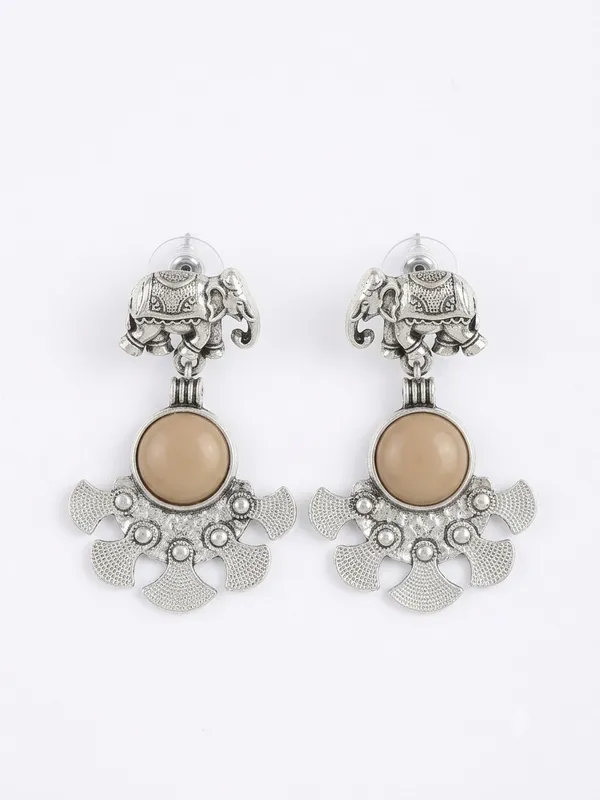 Silver_Tone_Elephant_Drop_Earrings_for_Women