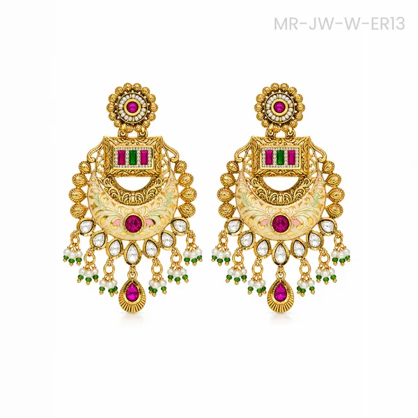 Gold-Tone_Studded_Chandelier_Earrings_For_Women