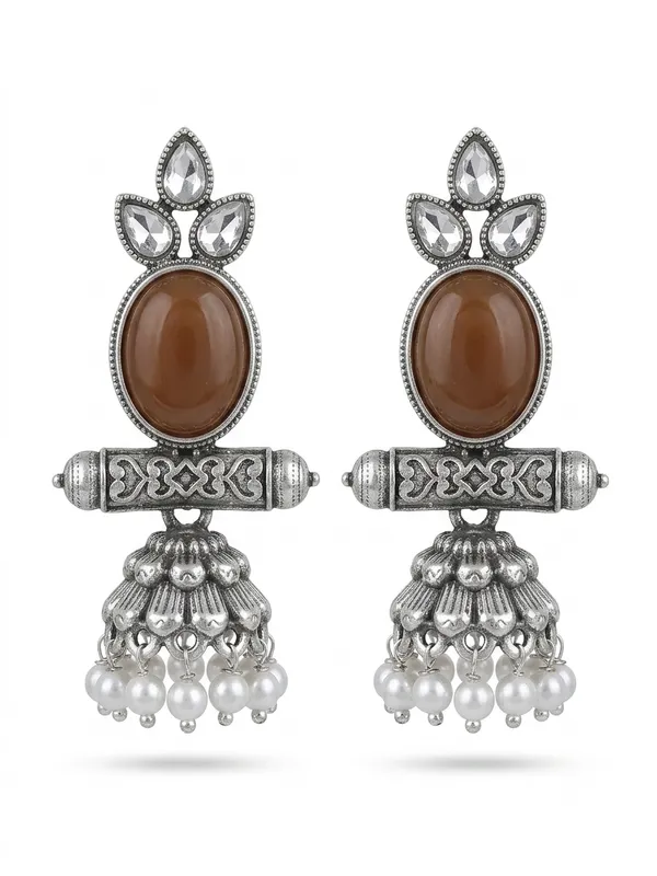 Silver_Oxidized_Stone_Jhumka_Earrings_for_Women