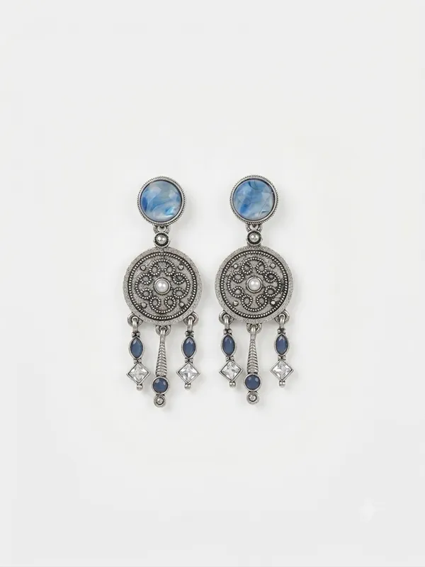 Silver-Tone_Blue_Stone_Drop_Earrings_for_Women