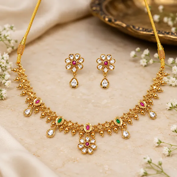 Gold_Tone_Floral_Necklace_Set_for_Women