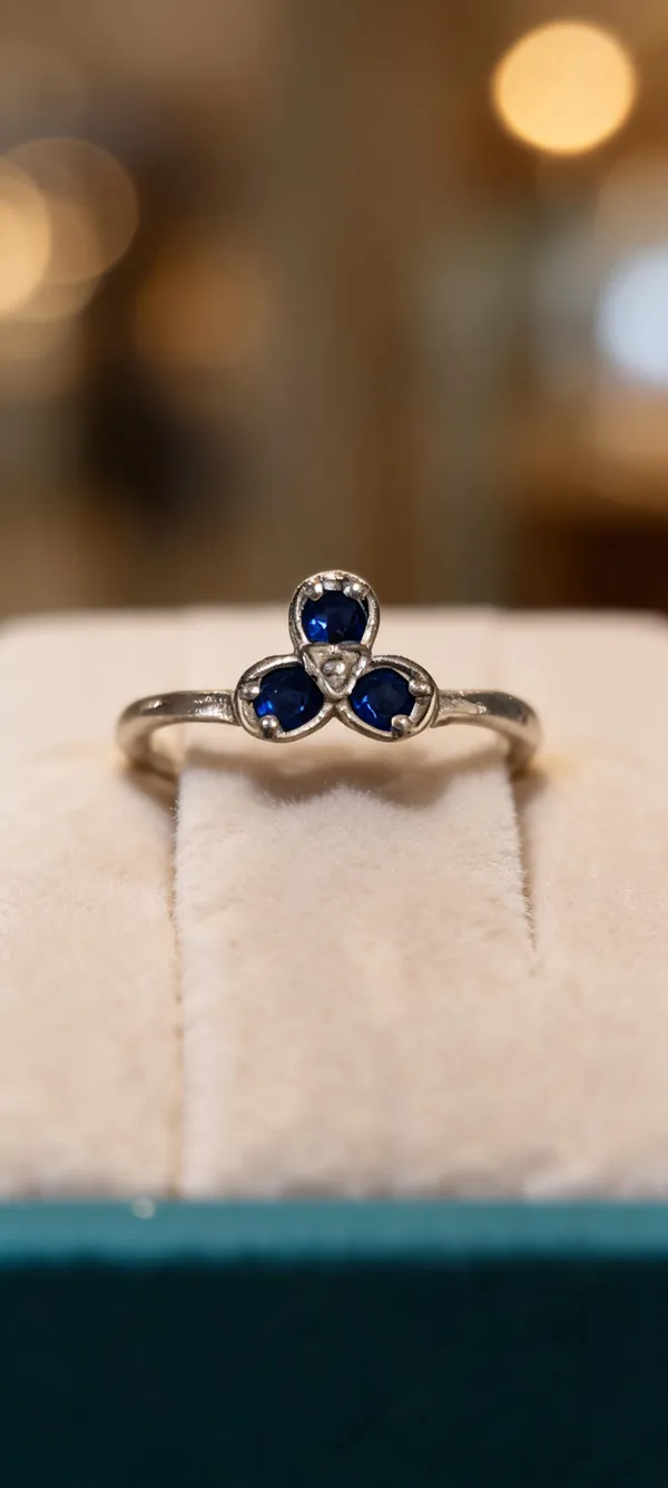 Silver_Metal_Blue_Stone_Floral_Ring_For_Women