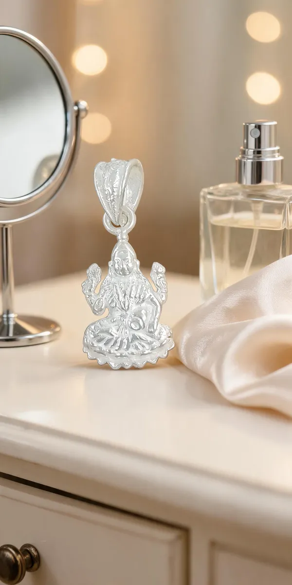 Silver_Metal_Lakshmi_Motif_Pendant_For_Women